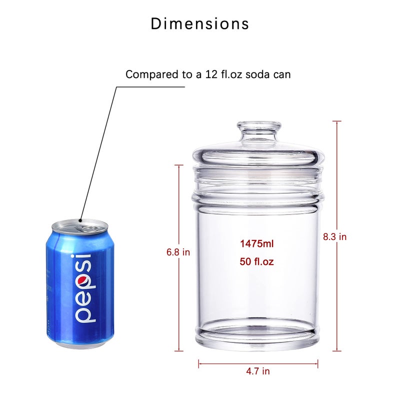 IVOOBR 50oz Reinforced Medium Acrylic Storage Jar, Airtight Lid Cookie Jar | Ideal Canisters for Cookies, Dried Fruits, Nuts, Herbs,Cereals,etc - Image 2